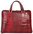 Samantha Look Aktentasche Echt Leder Damen 017741 Made in Italy, Kroko- Prägung, Praktische Aufteilung