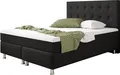 Boxspringbett Köln Plus mit integriertem Topper 140x200 Webstoff Schwarz