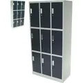 Spind 9-Fächer Neunerspind Garderobenschrank Umkleidespind Metall Schrank 57023 - Grau