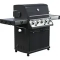 Gasgrill BBQ Chief Helios 5+1- 5 Edelstahl-Brenner, 24,5kW Gesamtleistung, Gussrost, Infrarot Backburner, Motor Drehspieß, Seitenbrenner, Türen i... - Schwarz/Grau