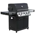 BBQ Chief Gasgrill Helios - 5 Brenner Edelstahl, 17,5 kW, Seitenbrenner, 3,5 kW, Gussrost, Infrarot Backburner, Deckel, Grill, Grillwagen, Grillstation, Camping