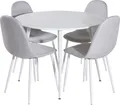 Plaza Essgruppe Tisch weiß und 4 Polar Stühle grau.