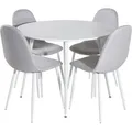 Plaza Essgruppe Tisch Weiß Und 4 Polar Stühle Grau.