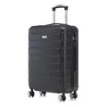 YONSLY Trolley Reisekoffer Set, Koffer Suitcase, Rollkoffer Handgepäck Hartschalenreisekoffer mit Zahlenschloss, 4 Rollen 360°, Weicher Gummigriff (L, Schwarz)