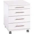 Möbelpartner Rollcontainer 0527, Holz, weiß, mit 4 Schüben
