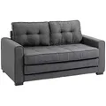 HOMCOM Schlafsofa Klappsofa 2-Sitzer Stoffsofa Bettsofa Sofa mit Schlaffunktion Sofagarnitur Leinen-Touch Gummiholz Grau 147,5 x 75 x 85 cm