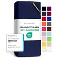 Jacobson Jersey Spannbettlaken Spannbetttuch Baumwolle Bettlaken (180x200-200x220 cm, Dunkelblau)