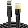 DDMALL Cat 8 Ethernet Kabel 10m, Hochgeschwindigkeit 40Gbps 2000MHz CAT8 Flaches Patchkabel, Gigabit Netzwerkkabel LAN Kabel mit Vergoldetem RJ45 Stecker für Gaming, Modem, Router, PC (10m/Schwarz)