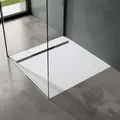 Duschtasse Duschwanne 70x70x4 Flach Mineralguss In Weiß Din-anschlüsse Für Bodenebene Montage Geeignet Geoma04 - Doporro