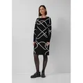 s.Oliver Midikleid Kleid Gestricktes Jacquard-Kleid mit All-over-Print schwarz L (40)