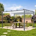 PRIMEYARD  3x4m Pergola in Perlgrau; mit Sonnensegel in Stone - (400102)