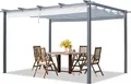 PRIMEYARD Pergola 3x4 m Terrassenüberdachung mit grauem Schiebedach Stahlrahmen