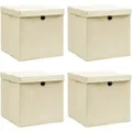 vidaXL Aufbewahrungsboxen mit Deckel 4 Stk Creme 32x32x32 cm Stoff 288358