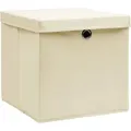 vidaXL Aufbewahrungsboxen mit Deckel 4 Stk. Creme 32x32x32 cm Stoff - Creme