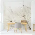 Bilderdepot24 Fototapete Blumen Sanfte Gräser Blumentapete Floral Natur Modern Kunst Pusteblume, Glatt, Matt, (Vliestapete inkl. Kleister oder selbstklebend), Wohnzimmer Schlafzimmer Küche Flur Motivtapete Vliestapete Wandtapete weiß 2.88 m x 2.88 m