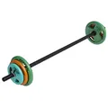 GORILLA SPORTS® Langhantel Set - 19,5 kg, Aerobic, 130 cm, 6 Hantelscheiben, 2x1,25/2,5/5kg Gewichte, 30mm, Gusseisen, Federverschlüsse - Hantelset, Pump Set, Langhantelset