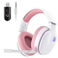 Gaming Headset Wireless Pink Gaming Kopfhörer Kabellos mit Abnehmbares 3D-Ste...