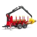 Bruder Profi-Serie Rückeanhänger mit Ladekran, 4 Baumstämmen und Holzgreifer