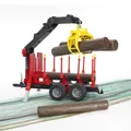BRUDER Traktor Anhänger Rückeanhänger Ladekran Holzgreifer 4 Baumstämmen / 02252