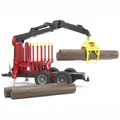 BRUDER 02252 Rückeanhänger mit Ladekran und 4 Baumstämmen und Holzgreifer