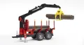 Bruder Rückeanhänger mit Ladekran, Baumstämmen und Holzgreifer 02252 NEU