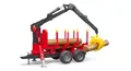 Bruder 02252 Rückeanhänger mit Ladekran incl. Holzgreifer und Baumstämmen
