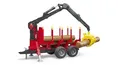 BRUDER 02252 Rückeanhänger mit Ladekran und 4 Baumstämmen und Holzgreifer