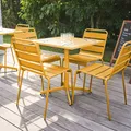 Set aus Gartentisch mit Tischplatte von 70 cm und 4 Metallstühlen GELB - Oviala Palavas
