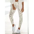 LASCANA Leggings mit Zebramuster und breitem Bund, Loungewear beige 44/46