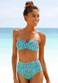 Bügel-Bandeau-Bikini-Top "Mae" farbenfroher Animalprint, wattierte Cups, abnehmbare Träger, Gr. 34 - Cup A, mint-bedruckt Cup A