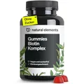 natural elements Biotin Haar Gummies - 120 vegane, zuckerfreie Gummibärchen mit 5000 µg Biotin pro Tagesdosis - mit Himbeergeschmack - in Deutschland produziert & laborgeprüft
