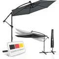 Juskys Ampelschirm Brazil 300 cm mit UV-Schutz, Kurbel & Hülle - Grau - Grau