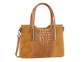 ITALYSHOP24 Schultertasche Made in Italy Damen echt Leder Henkeltasche Shopper Lederhandtasche, Kroko Muster, Italienische Umhängetasche Cross Over Body Bag, Premium