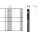 Metallzaun Grund-Set Doppelstabmatte verz. Anthrazit beschichtet 3 x 2 m x 0,8 m