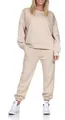 simaranda Damen Jogginganzug, Zweiteiler für Freizeit und Sport, Trainingsanzug, Hausanzug mit Hoodie und Hose 7065 (DE/NL/SE/PL, Numerisch, 36, 42, Regular, Regular, Beige)