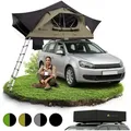 Juskys Autodachzelt Lago 120 x 210 cm - LED-Beleuchtung & Leiter - Schwarz / Khaki