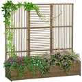 Polyrattan Hochbeet mit Rankgitter, Blumenkasten für Garten, Balkon Sand