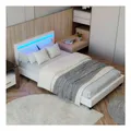 Juskys Polsterbett Paris 120 x 200 cm - Bett mit LED-Beleuchtung, Lattenrost & Kopfteil - Weiß