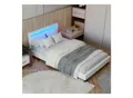 Juskys Polsterbett Paris 120 x 200 cm – Bett mit LED-Beleuchtung, Lattenrost & Kopfteil - Weiß