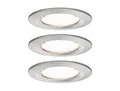 Paulmann 3er Spot Nova rund starr, eisen, IP44, GU10 dimmbar Nova,, alu / grau / zink, für Flurbereich, Aluminium, Modern, Einbaustrahler