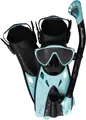 CRESSI Tino Adventure Set Black/Ice Cyan S/M - Set Tonga Flossen, Tino Maske und Scilla Schnorchel, zum Schnorcheln und Tauchen, Schwarz/EIS-Cyan, S/M, Erwachsene