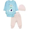 TupTam Langarmbody Baby Mädchen Jungen Bekleidungsset Langarmbody Hose Mütze mit Spruch beige|bunt|grün 62