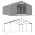 Lagerzelt 4x6 PVC Zelthalle Weidezelt Zeltgarage Wasserdicht Zelt 6x4 Grau NEU S