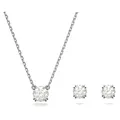Swarovski Stilla Set, Weiße und Rhodinierte Halskette und Ohrringe mit Strahlenden Swarovski Kristallen