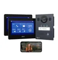 Goliath Basic Video Türsprechanlage, 2 Draht Bus, 2X 7 Zoll Monitor, Aufputz Türklingel mit Kamera, Gegensprechanlage mit Türöffner und Klingel, 1 Familienhaus, Plug & Play, Smartphone App