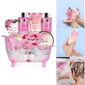 Badeset Frau 8tlg Kirschblüten Jasmin Pflege Badesalz Duschgel