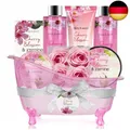 BODY & EARTH 8 tlg. Spa Geschenkset Frauen, Kirschblüten und Jasmin Duft,