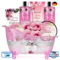 BODY EARTH Badeset 8tlg Kirschblüten Jasmin Pflege Badesalz