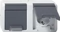 Gira 478130 SCHUKO-Doppelsteckdose 16 A 250 V~ waagerecht mit Klappdeckel WG AP, Grau