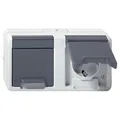 Gira Steckdose 478130, IP44, Aufputz, 2-fach, grau, Feuchtraum, waagerecht